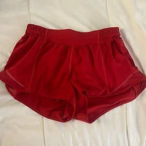 Red hotty hots. Barely worn. Size 8 lululemon. Really good condition. 2.5 inseam